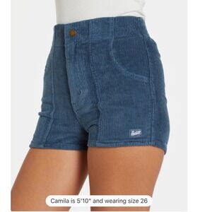 Hammies Corduroy Shorts 28 Blue High Rise Retro Coastal Surf $80 Retail